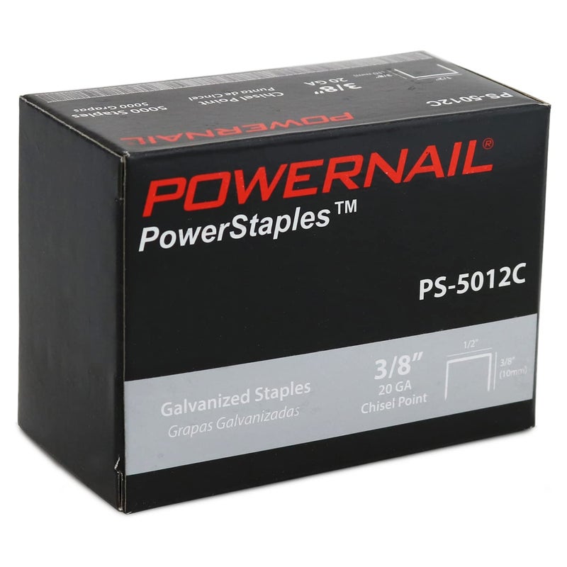 Powernail PS5012C 20 Gauge 1/2 Inch Crown 3/8 Inch Length Chisel Point Staple (Box of 5000) - Image 2